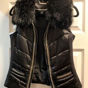 White House black market black faux trimmed vest